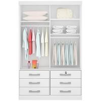 Guarda Roupa Solteiro Com Espelho 2 Portas 6 Gavetas - Meridian -branco - Móveis D'doro - 3
