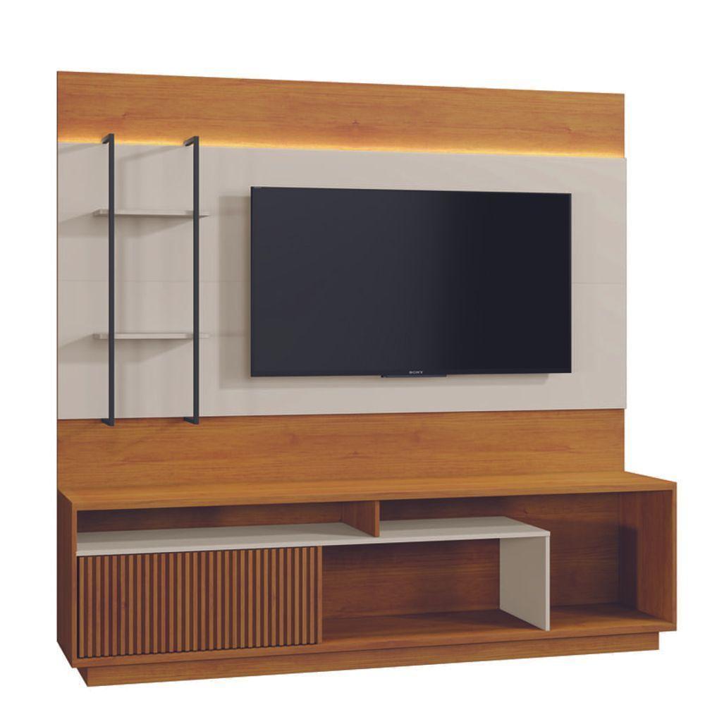 Home Para Sala De Tv Moderno Com Led - Ravena-naturale-off White - Mavau Móveis - 2