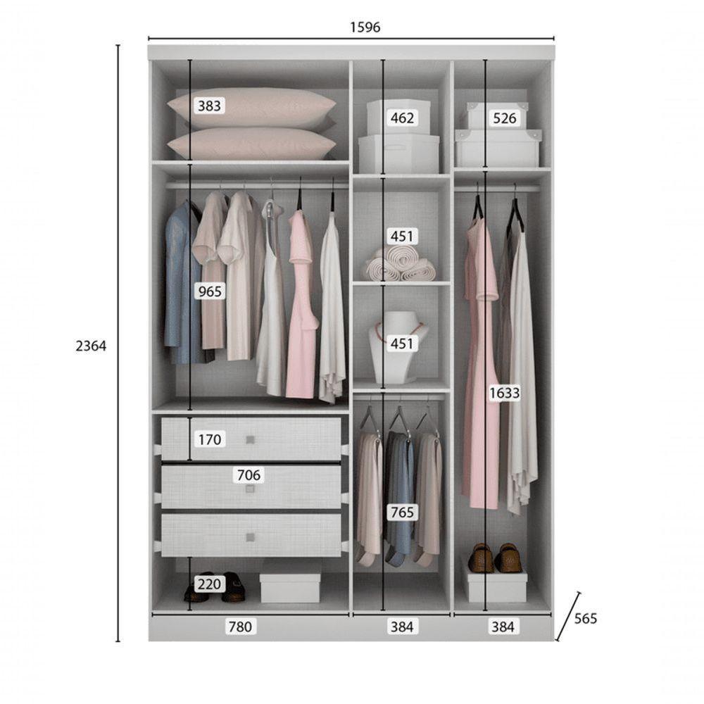 Modulado 4 Portas 3 Gavetas - Linea-branco - Móveis Novo Horizonte - 3