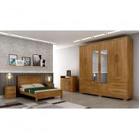 Guarda Roupa Solteiro Com Espelho Com Pés 6 Portas 6 Gavetas - Encant-cumaru - Móveis Novo Horizonte - 1