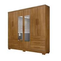 Guarda Roupa Solteiro Com Espelho Com Pés 6 Portas 6 Gavetas - Encant-cumaru - Móveis Novo Horizonte - 2