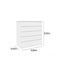 Cômoda Para Quarto Solteiro 5 Gavetas - Premium-neve - Tcil Móveis - 2