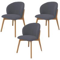 Kit 03 Cadeiras De Jantar E Estar Living Estofada Mia L02 Suede Cinza - Lyam Decor - 1