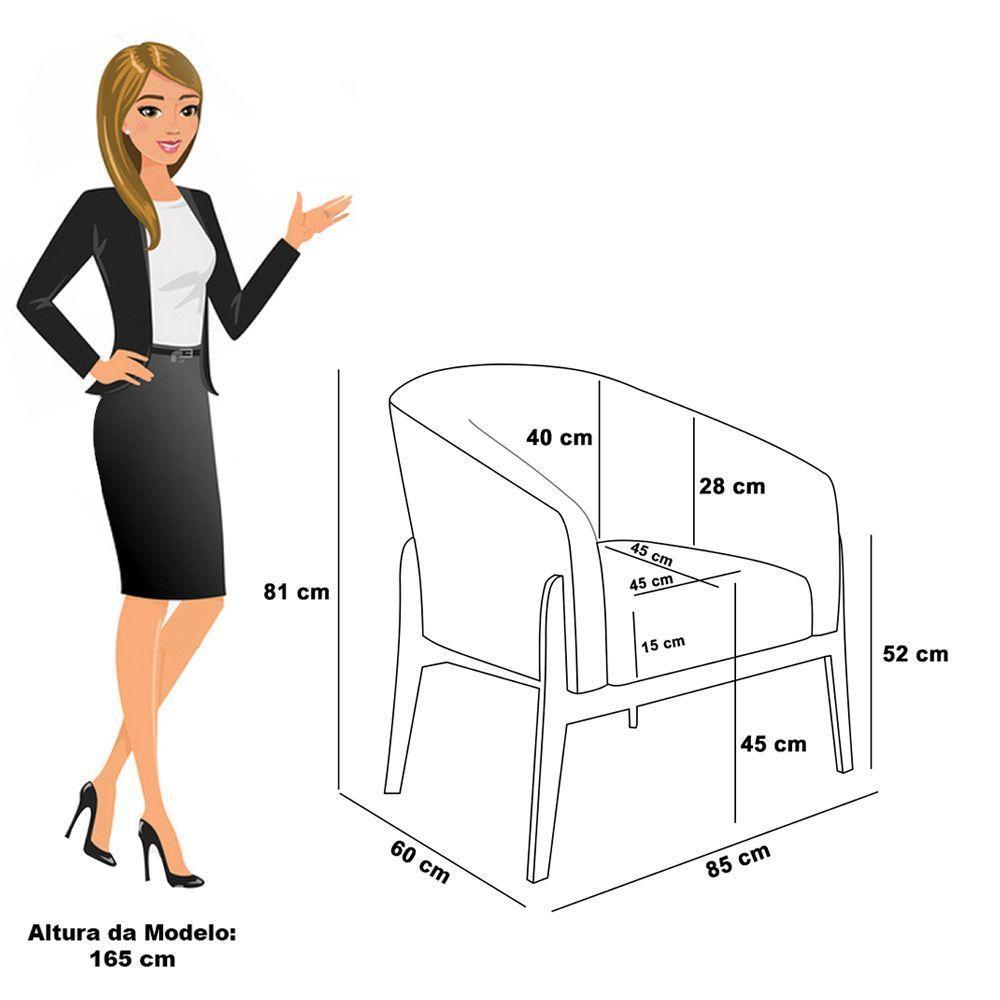 Poltrona E Puff Decorativo Base Madeira Stella Pu Preto/bouclê Cinza D03 - D'rossi - 6