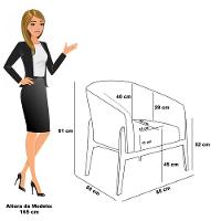 Poltrona E Puff Decorativo Base Madeira Stella Pu Preto/bouclê Cinza D03 - D'rossi - 6