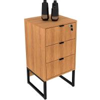 Gaveteiro Para Escritório 3 Gavetas Com Chave Amêndoa/preto - 2