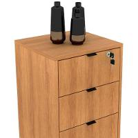 Gaveteiro Para Escritório 3 Gavetas Com Chave Amêndoa/preto - 3