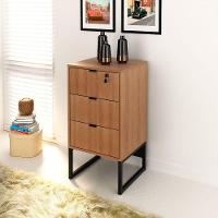 Gaveteiro Para Escritório 3 Gavetas Com Chave Amêndoa/preto