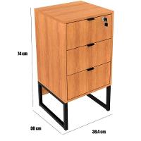 Gaveteiro Para Escritório 3 Gavetas Com Chave Amêndoa/preto - 6