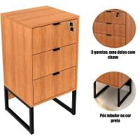 Gaveteiro Para Escritório 3 Gavetas Com Chave Amêndoa/preto - 8