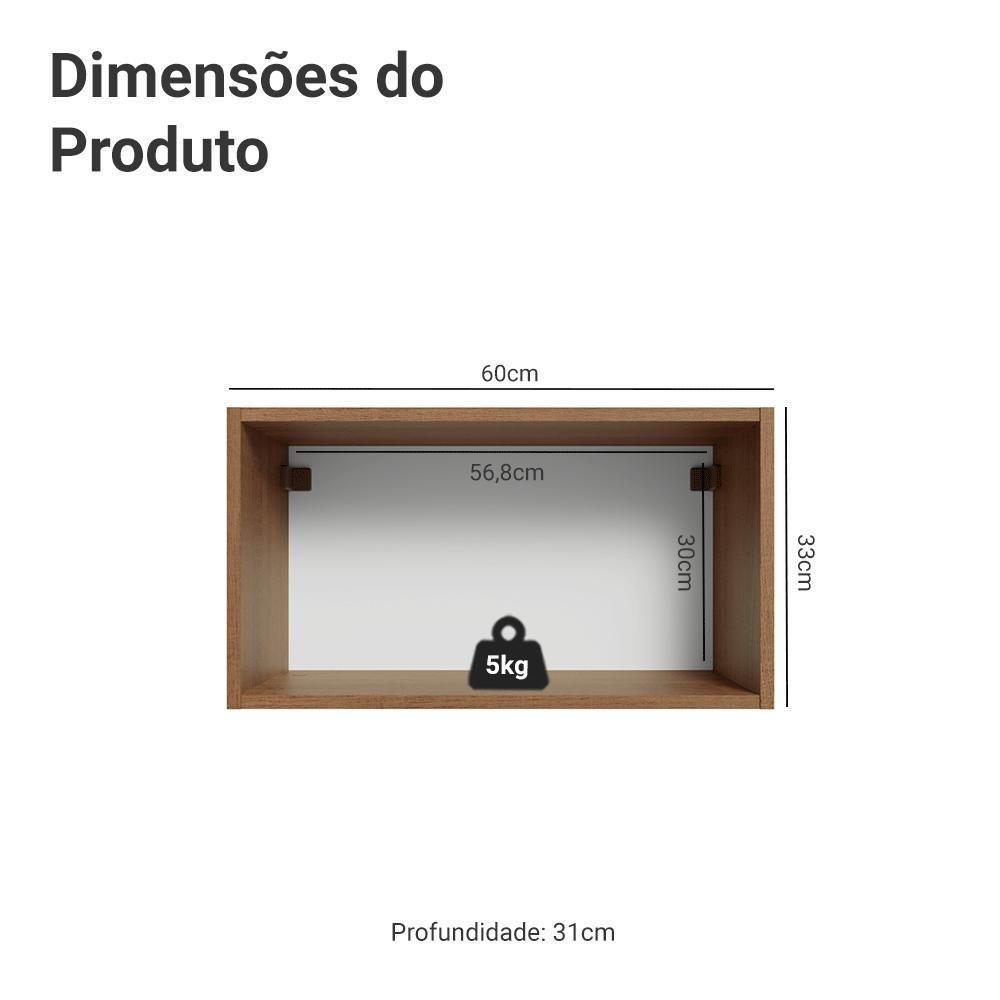 Armário Aéreo 60 Cm 1 Porta Basculante Vik Madesa Rustic/cinza - 2