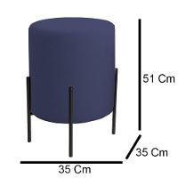 Puff Orgânico Boucle Thor Com Pés De Ferro Preto Azul Marinho - 4