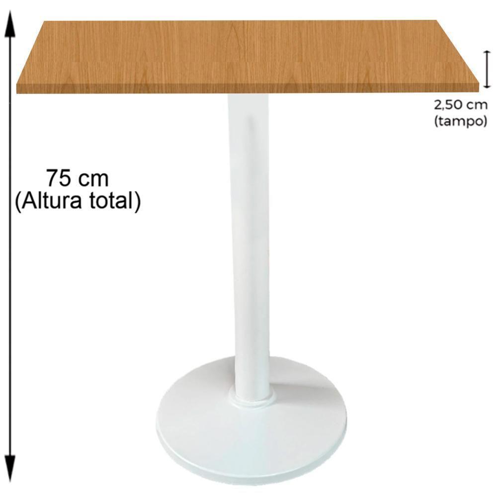 Mesa Zeta Ferro Branco 75 Cm Alt Disco Redondo Tampo Mdp Quadrado 60 Cm Larg X 2,5 Cm Alt Samba - 5