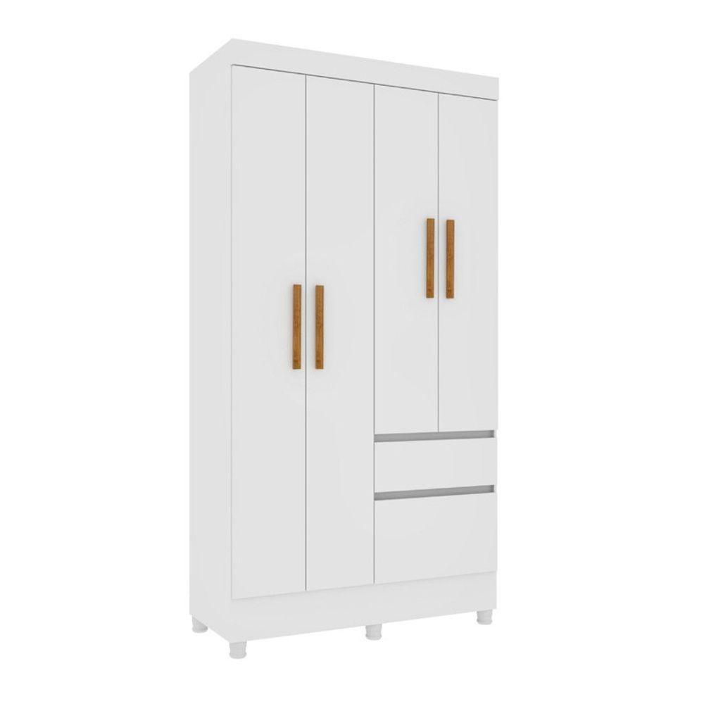 Guarda Roupa Solteiro Com Pés 4 Portas 2 Gavetas - Oregon-neve - Tcil Móveis - 2