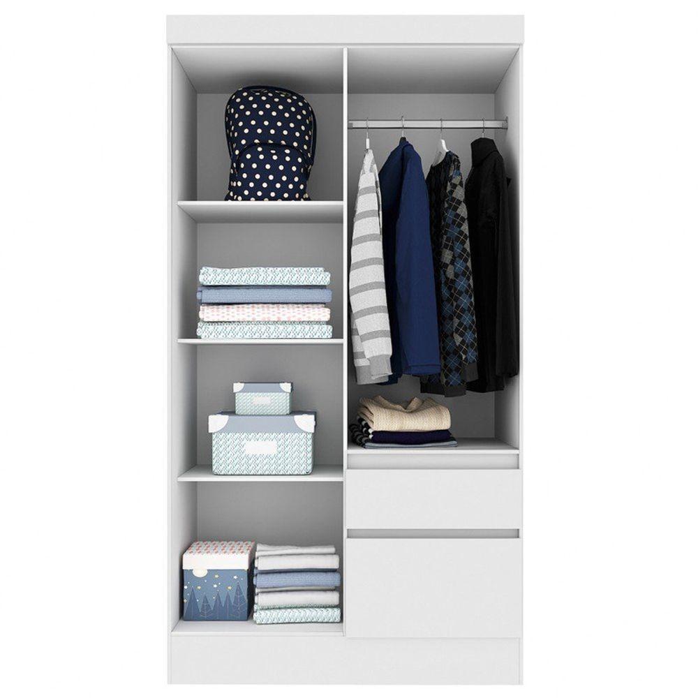 Guarda Roupa Solteiro Com Pés 4 Portas 2 Gavetas - Oregon-neve - Tcil Móveis - 3