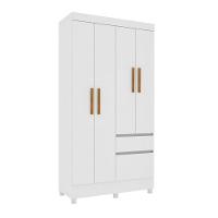 Guarda Roupa Solteiro Com Pés 4 Portas 2 Gavetas - Oregon-neve - Tcil Móveis - 2