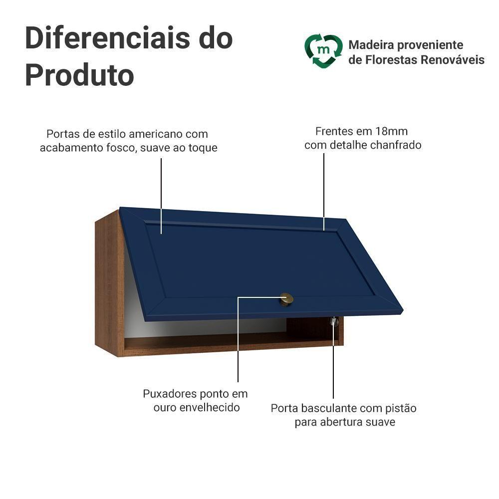 Armário Aéreo 60 Cm 1 Porta Basculante Vik Madesa Rustic/azul - 3