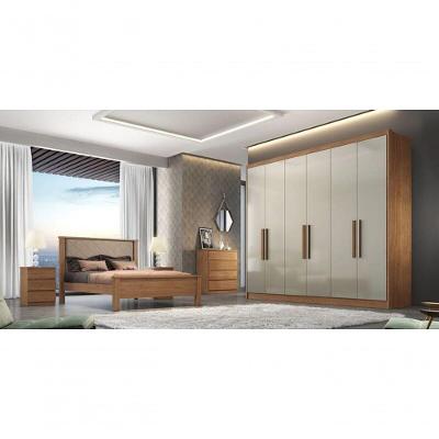 Guarda Roupa Casal Linea 6 Portas Bater 8 Gavetas Cumaru-Fendi 100% MDF