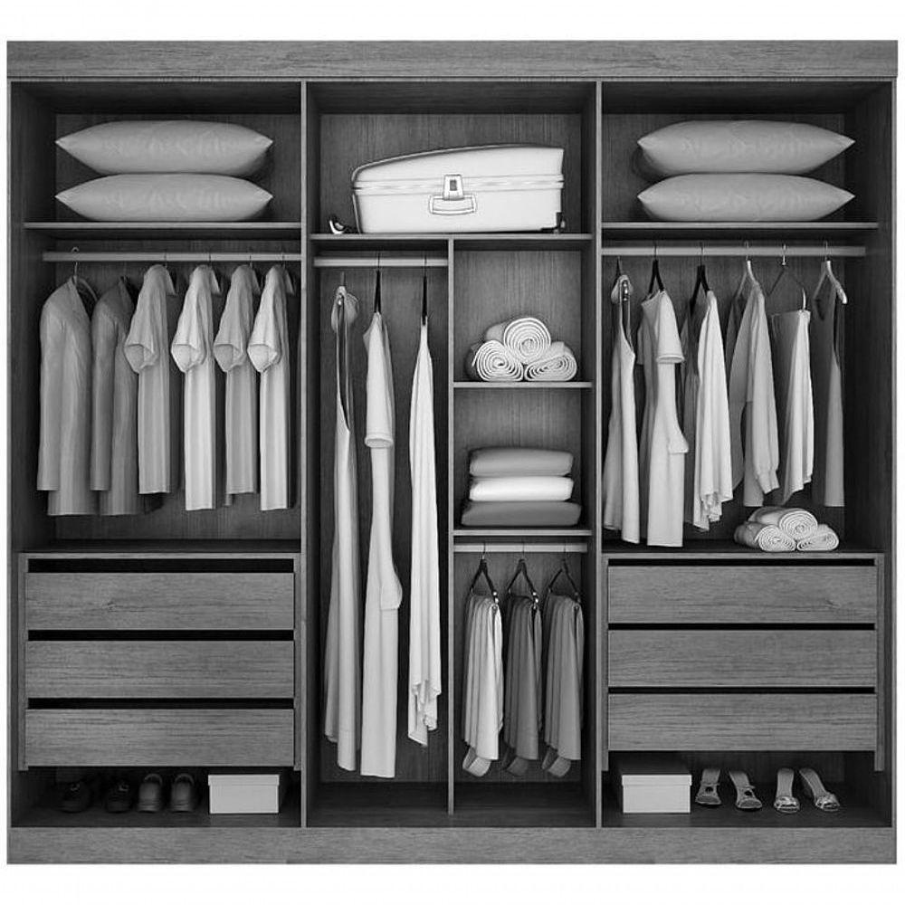 Guarda Roupa Casal Com Espelho 3 Portas 6 Gavetas - San Marino-branco - Leifer Móveis - 2