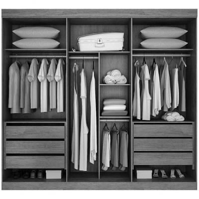 Guarda Roupa Casal San Marino 3 Portas com Espelho 6 Gavetas Branco MDF Leifer Móveis