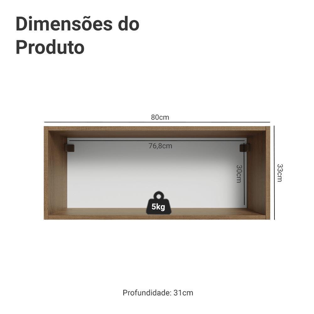 Armário Aéreo 80 Cm 1 Porta Basculante Vik Madesa Rustic/cinza - 2