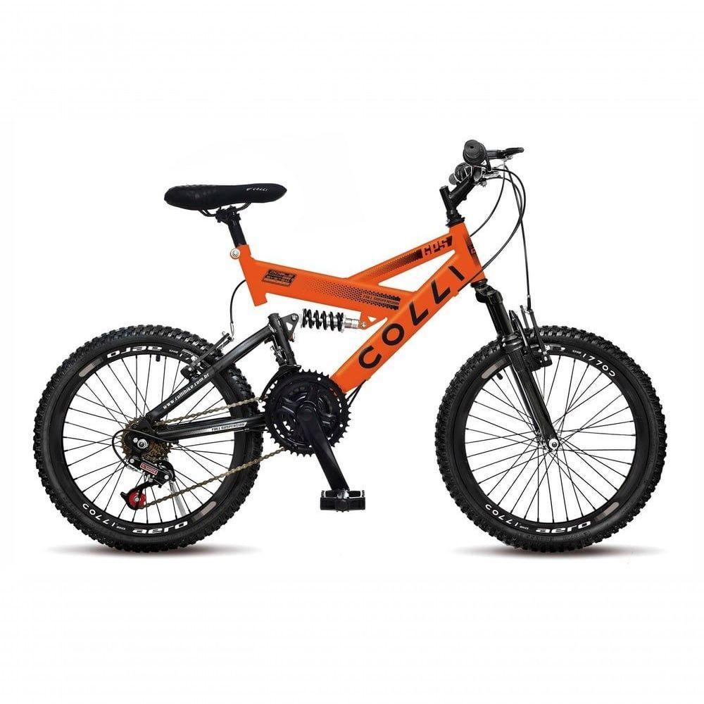 Bicicleta Gps Aro 20 Dupla Suspensão 21 Marchas Colli Laranja Neon - 1