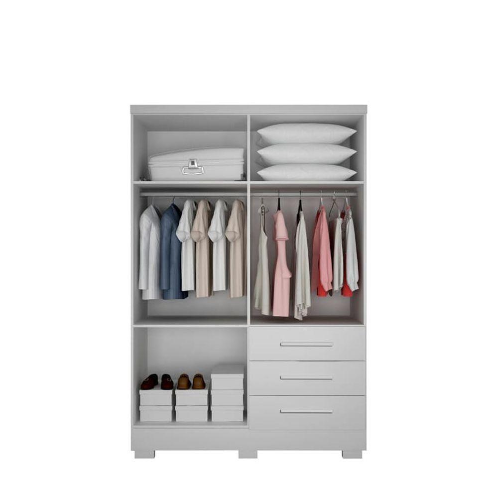 Guarda Roupa Solteiro Com Pés 4 Portas 3 Gavetas - Encant-branco - Móveis Novo Horizonte - 3