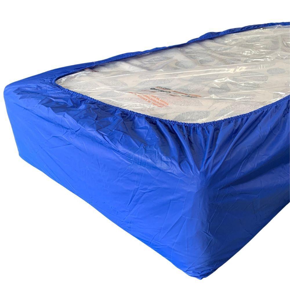 Capa Protetora Colchão Lençol Elástico Impermeável Hospitalar 88x188x20cm - Azul - 1