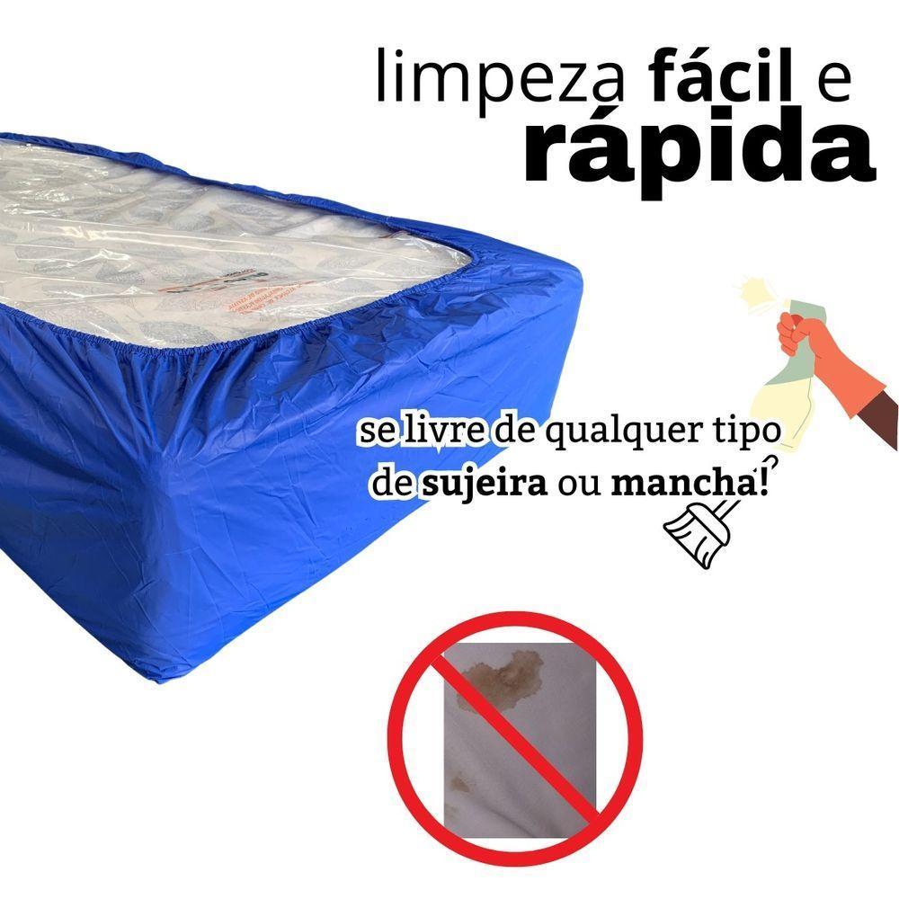 Capa Protetora Colchão Lençol Elástico Impermeável Hospitalar 88x188x20cm - Azul - 3