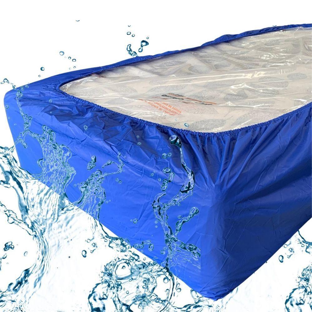 Capa Protetora Colchão Lençol Elástico Impermeável Hospitalar 88x188x20cm - Azul - 4
