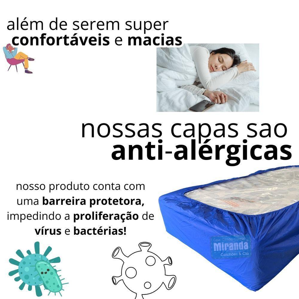 Capa Protetora Colchão Lençol Elástico Impermeável Hospitalar 88x188x20cm - Azul - 7