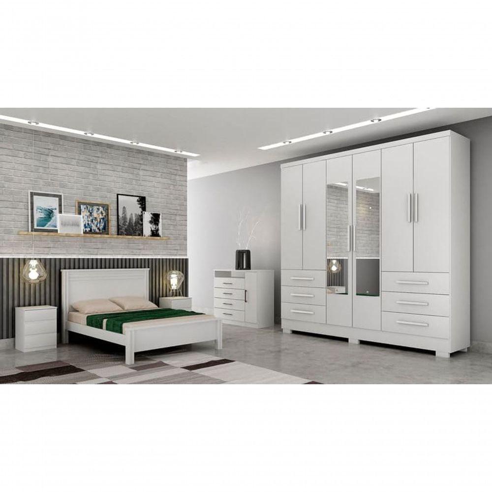 Guarda Roupa Solteiro Com Espelho 6 Portas 6 Gavetas - Berlim-branco - Móveis Novo Horizonte - 1