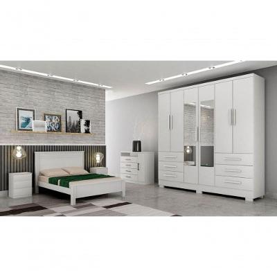 Guarda Roupa Solteiro Com Espelho 6 Portas 6 Gavetas - Berlim-branco - Móveis Novo Horizonte