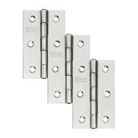 Dobradiça Para Porta Pado 3.1/2 Sem Rolamento 883 Embutir 25kg Inox Escovado Com 3 Peças - 1