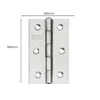 Dobradiça Para Porta Pado 3.1/2 Sem Rolamento 883 Embutir 25kg Inox Escovado Com 3 Peças - 3