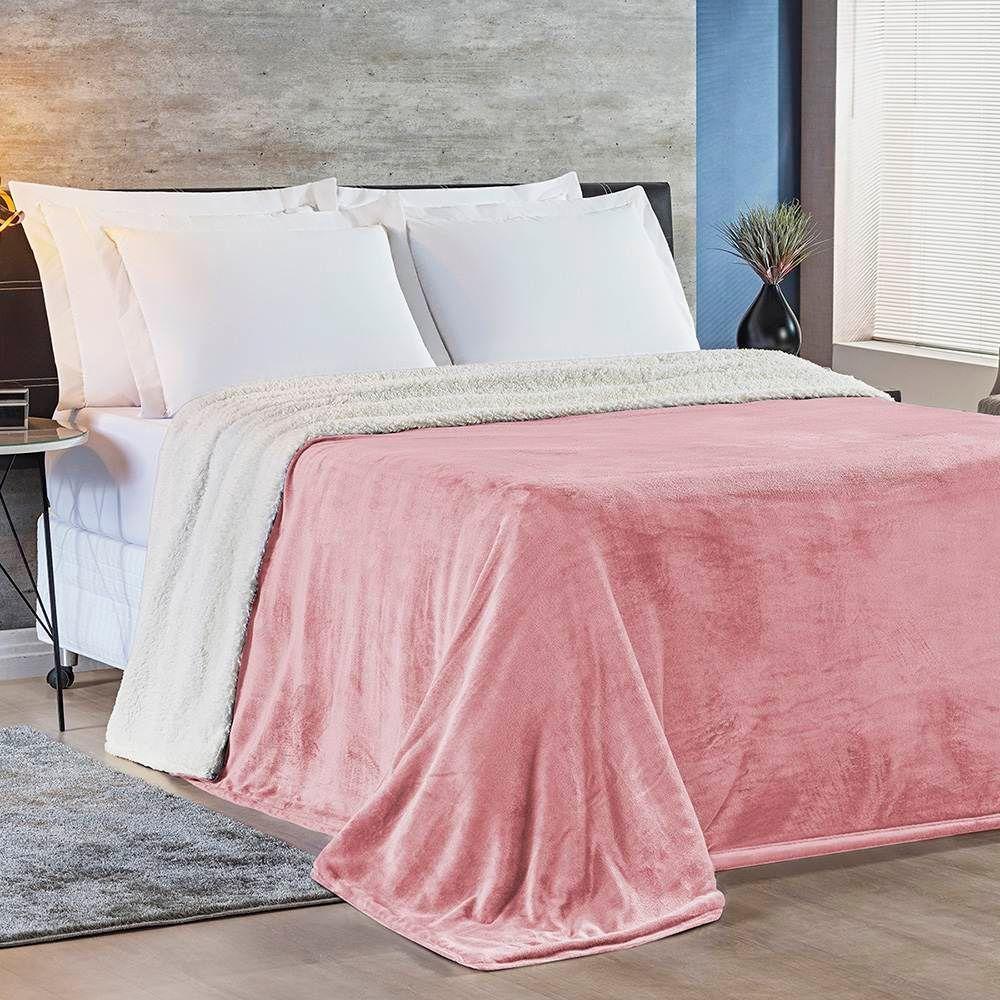 Cobertor King Alaska Dupla Face Sherpa/mantinha - Rosa - 1