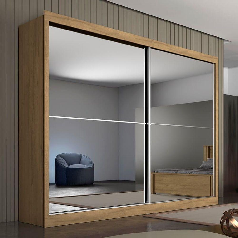 Guarda Roupa Casal Espelhado 2 Portas 4 Gavetas - Verona-amêndoa - Made Marcs - 1