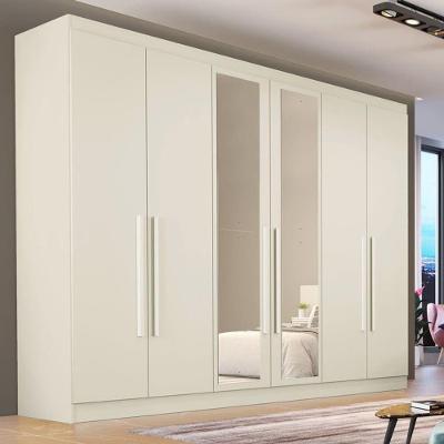 Guarda Roupa Casal Oslo 6 Portas 6 Gavetas Off White MDF com Espelho Made Marcs
