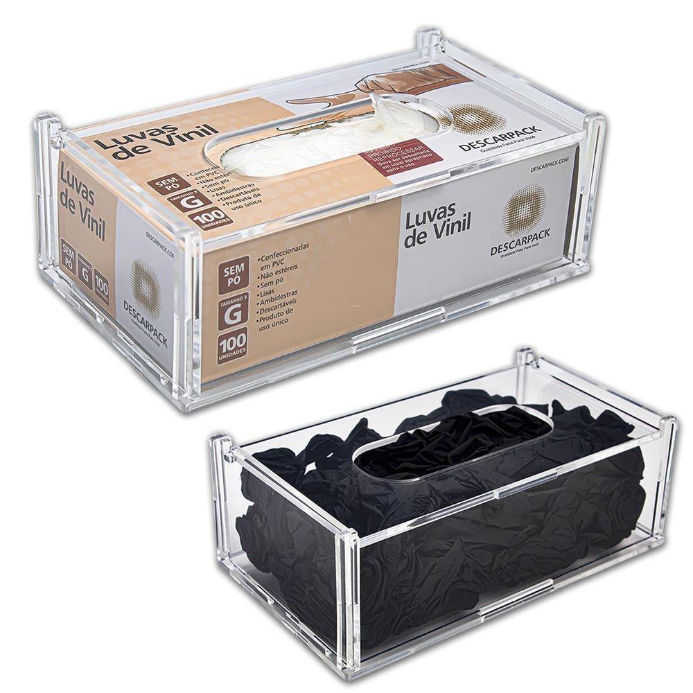 Caixa Acrílico Transparente Para Luvas Descartáveis Com Tampa - 1