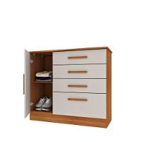 Cômoda Para Quarto Com Sapateira 4 Gavetas - Chicago-cinamomo-off White - Tcil Móveis - 3