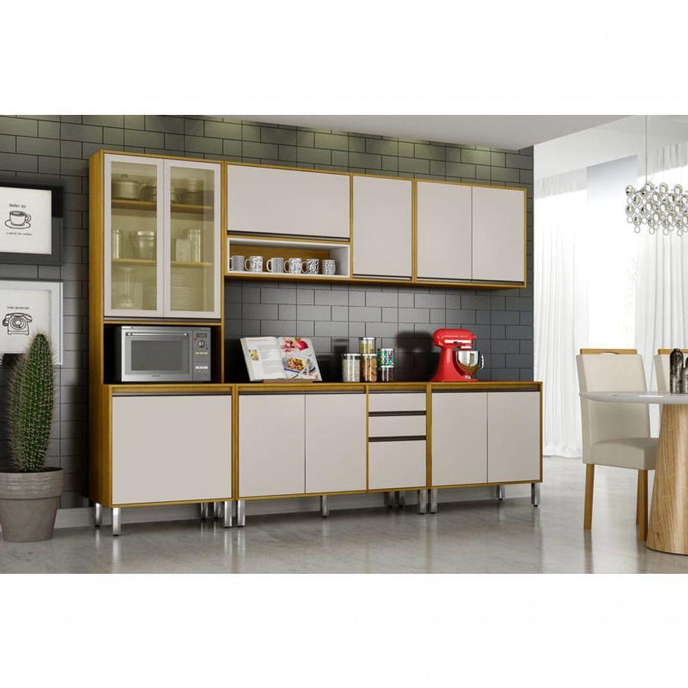Cozinha Completa 5 Peças - Eduarda Cristaleira-cinamomo-off White - Chf Móveis - 1