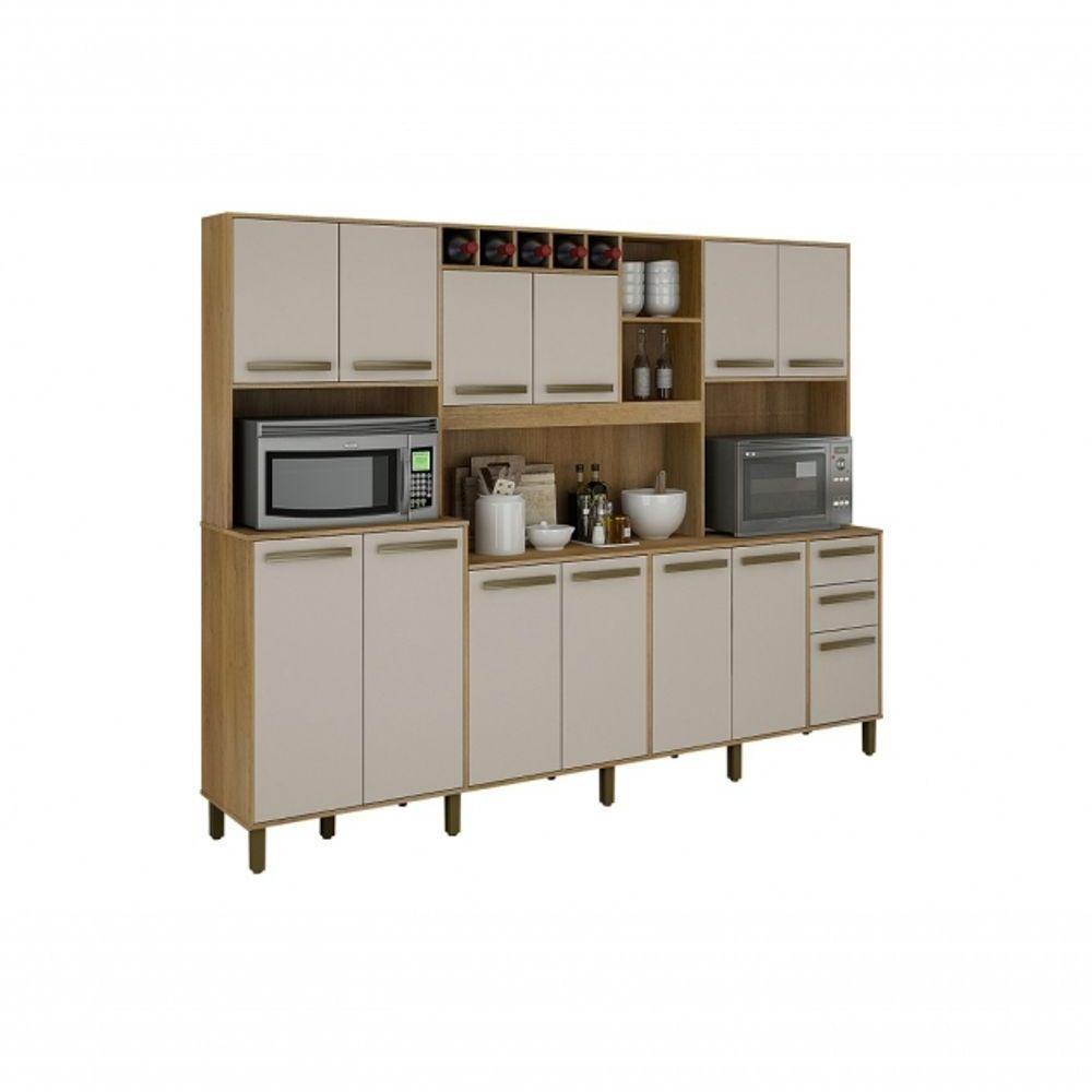 Armario Agata 13 Portas 2 Gavetas 5 Nichos Valdemoveis Cinamomo-off White - 1