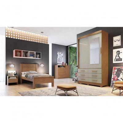 Guarda Roupa Solteiro Buriti 2 Portas de Correr 6 Gavetas Buriti-cumaru-fendi MDP