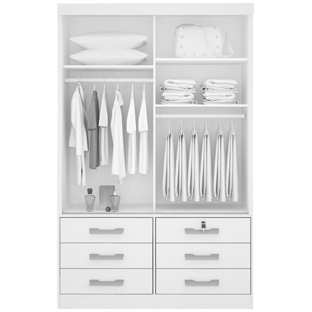 Guarda Roupa Solteiro Com Espelho 2 Portas 6 Gavetas - Meridian -cinamomo-off White - Móveis D'doro - 2