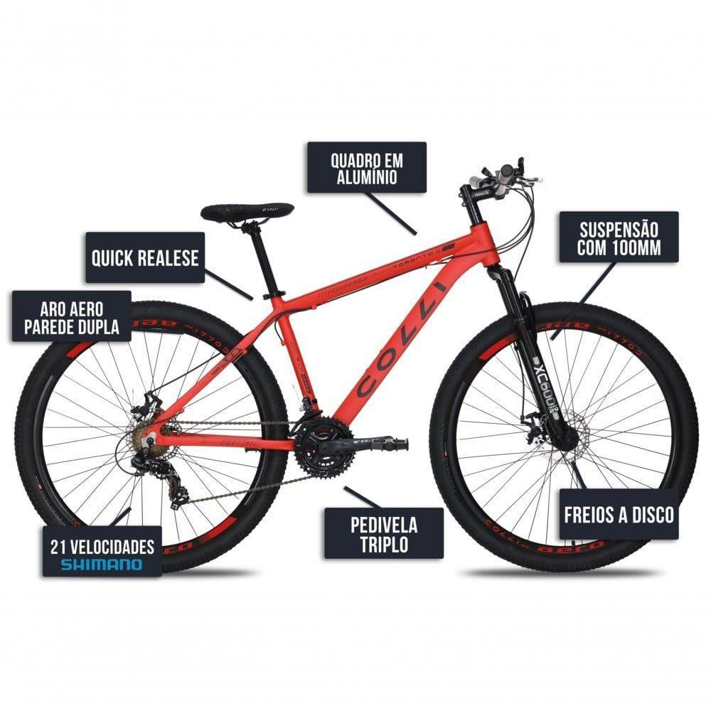 Bicicleta Colli Toronto Aluminio Aro 29 Disco-shimano 21v Vermelho - 5