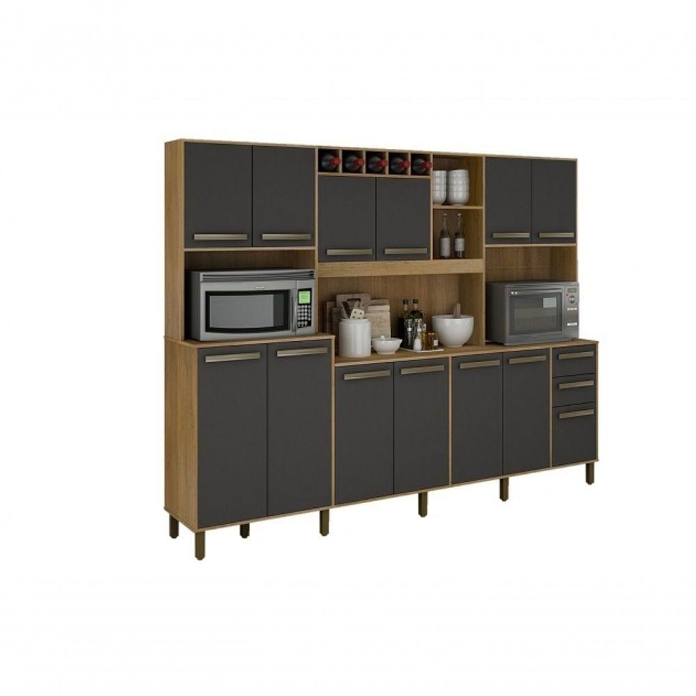 Armario Agata 13 Portas 2 Gavetas 5 Nichos Valdemoveis Cinamomo-grafite - 1