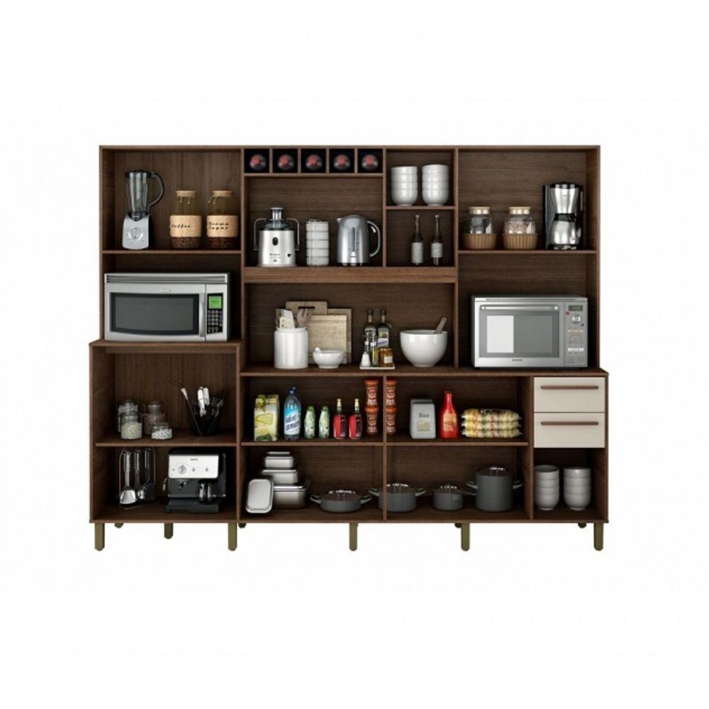 Armario Agata 13 Portas 2 Gavetas 5 Nichos Valdemoveis Cinamomo-grafite - 3