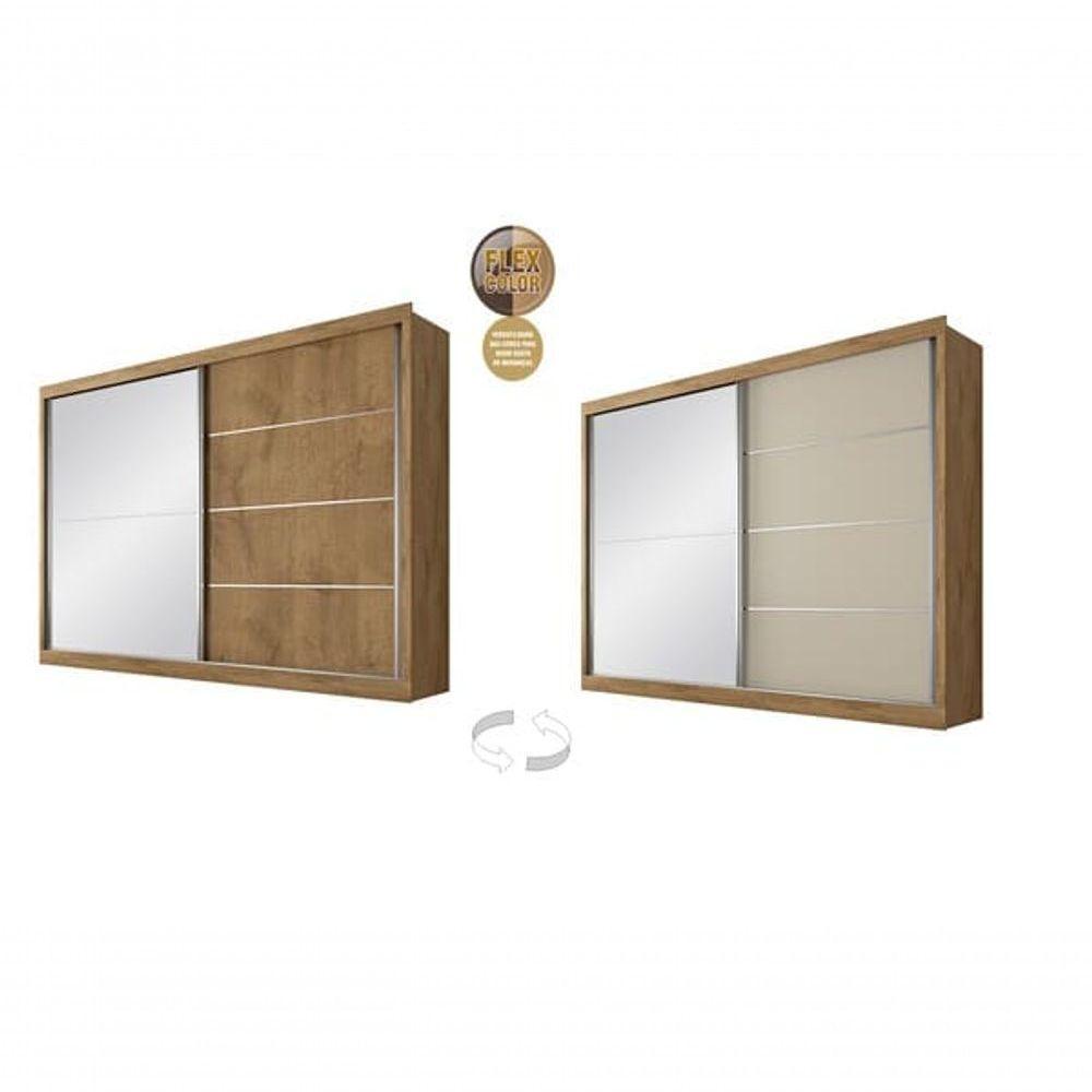 Guarda Roupa Casal Com Espelho 2 Portas 4 Gavetas - Verona-amêndoa - Made Marcs - 2