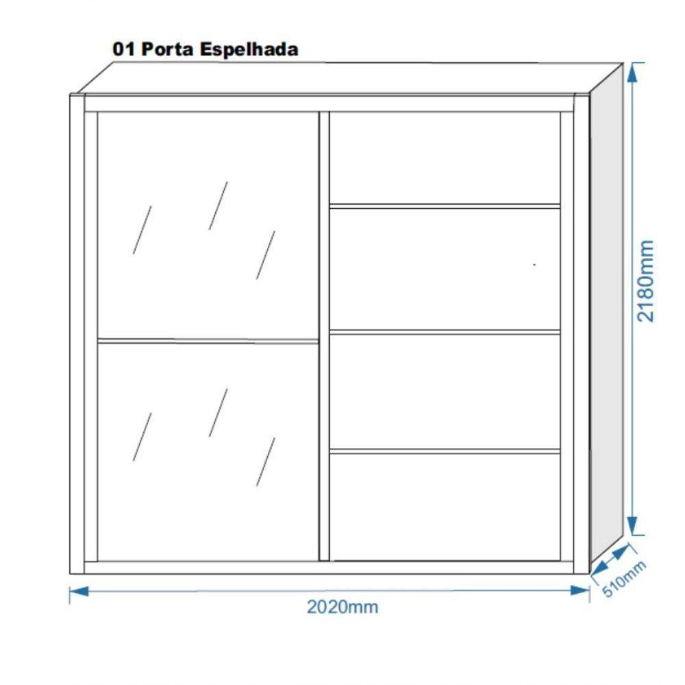 Guarda Roupa Casal Com Espelho 2 Portas 4 Gavetas - Verona-amêndoa - Made Marcs - 4