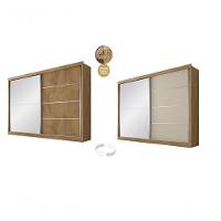 Guarda Roupa Casal Com Espelho 2 Portas 4 Gavetas - Verona-amêndoa - Made Marcs - 2